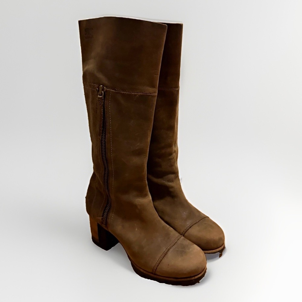 SOREL Addington Tall Brown Leather Boots Women's 7.5 Knee High